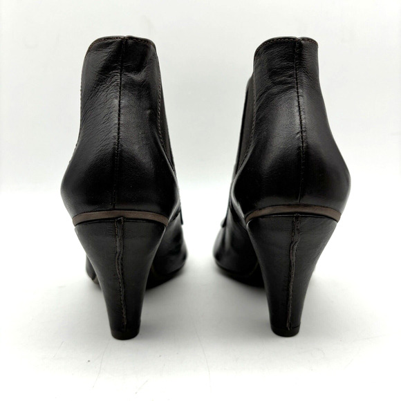 NEW Chocolate Negro Brown Genuine Leather Block Heel Chelsea Boot US8.5 EU39 - Picture 8 of 16
